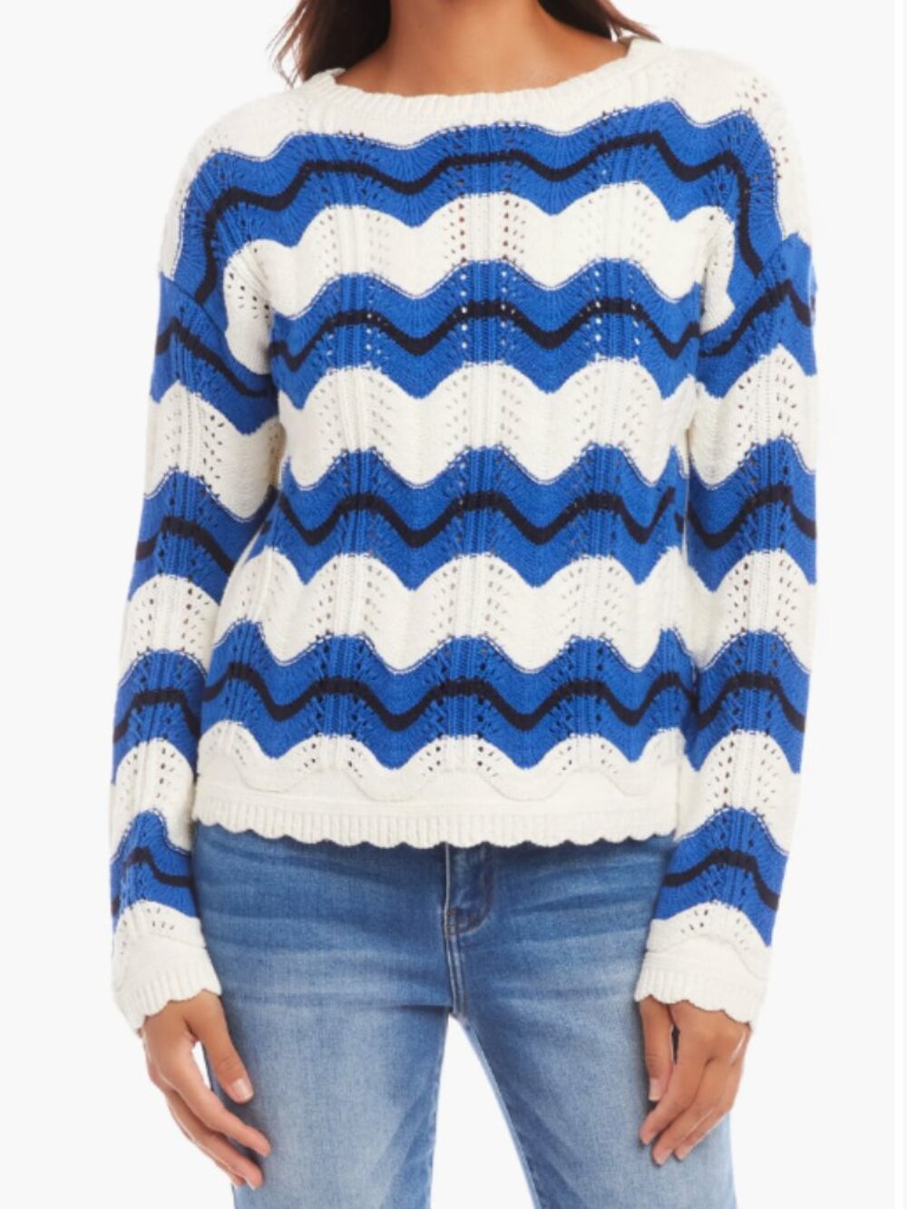Karen Kane Zigzag Pointelle Stitch Sweater - XL